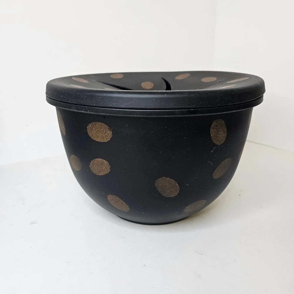 Cheetos Popcorn Snack Bowl Black with Orange Fingerprints Halloween